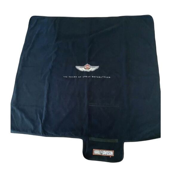 Harley-Davidson 100th Anniversary Black Picnic Throw Fleece Blanket 60x60